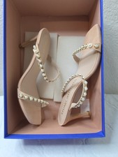 STUART WEITZMAN Nearly Nude Nudist Pearls Ankle Stiletto Heel Size US 7 EU 37.5