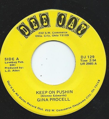 Gina Procell - Keep On Pushin - Used Vinyl Record 7 - G8100z