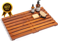 24x16 Inch Solid Wood Teak Non Slip Shower Bath Mat