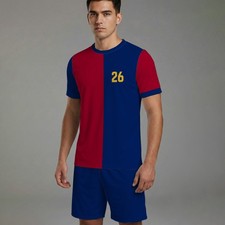 Fußball-Trikotsatz Rot-Blau Geteilt Shirt & Shorts Nr. 26 Sportbekleidung