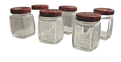 6 quadratische Mini Gläser mit Deckel 130 ml (4/5 oz)