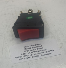 ON / ON DPDT Maintained Rocker Switch 20A 2hp 4 Screw Connect (0.830" x 1.48")