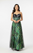MASQUERADE  Black / Lime Formal Evening Gown Dress    Sz  9/10   $170 *104