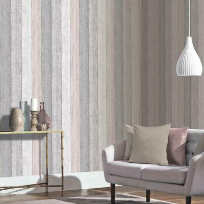 Arthouse Rustikal Lackiert Holzmaserung Panel Optik Grau Rouge Rosa Tapete 902809