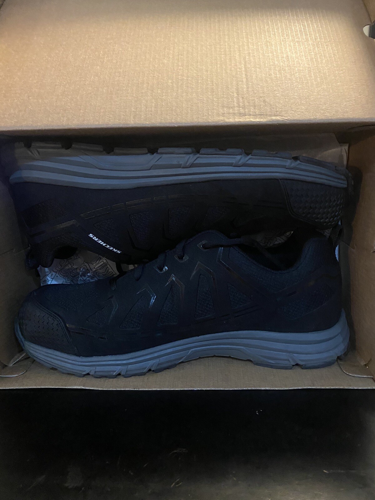 Skechers Work Malad Composite Toe 77535 Mens Black Canvas Work Shoes eBay