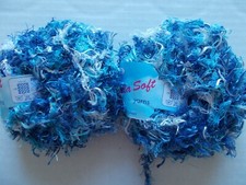 Bella Soft Arizona shaggy eyelash yarn, blue tones, lot of 2 49 yds each 