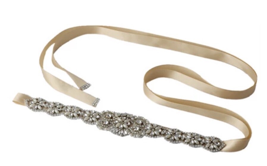 Bridal Wedding Bridesmaids Dress Rhinestone Crystal Pearl Sash Gold Ribbon  Belt | eBay
