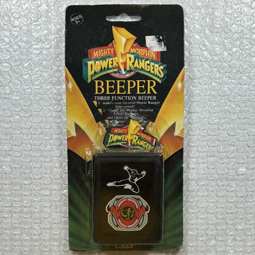 VINTAGE 1993 MIGHTY MORPHIN POWER RANGERS NERO BEEPER PAGER NUOVO SIGILLATO PKG