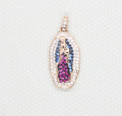 SILBER ANHÄNGER MADONNA VON GUADALUPE KUPFER WEISSE ZIRKONIA MM 12X33 EXPLOIT
