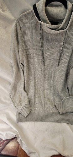 TN Chevron LARGE hellgrauer großer Pullover enge Strickärmel - recycelte Baumwolle - Bild 4 von 15
