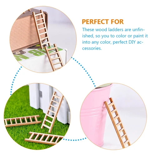 Accesorio de escalera artesanal hágalo usted mismo decoración de escalera miniatura 20 un. mini escalera de madera - Imagen 13 de 13