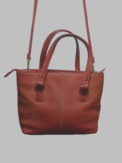 Fossil Red Pebbled Leather Three Compartment Handbag Shoulder Crossbody Bag