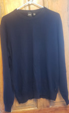 BOSS Hugo Boss Men's 100 Wool Navy Blue Pullover Sweater Size L