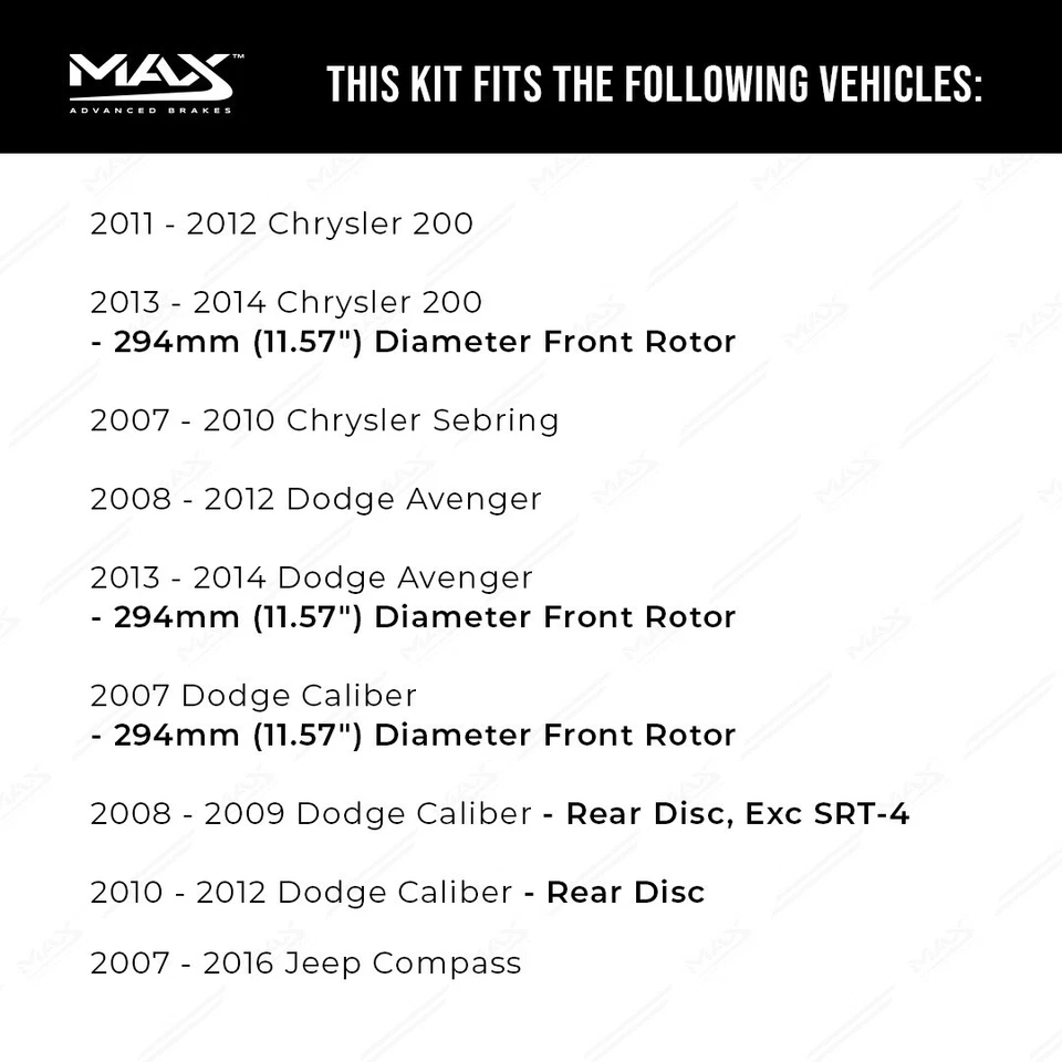 Front Brake Rotors + Ceramic Pads for Chrysler 200 Jeep Patriot Compass Lancer Foto 2 de 4