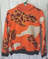Rare Nike Safari Animals Hoodie Sweatshirt Boys Large Orange Pullover