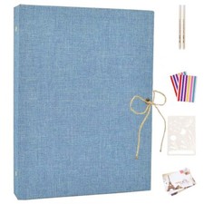 Photo Album Scrapbook 11x8.3 Inch 60 Pages Linen Cover DIY Scrapbook Album fo...