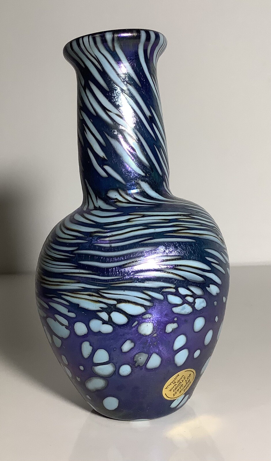 Vintage Colin Heaney Art Glass Vase Cape Byron Hot Glass Studio Signed