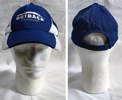 Outback Steakhouse Baseball Hat Mens Blue white Hook & Loop Nylon cotton