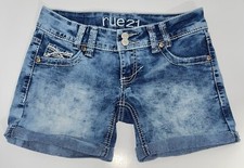 Rue 21 denim shorts regular low rise double button sequin pocket size 0