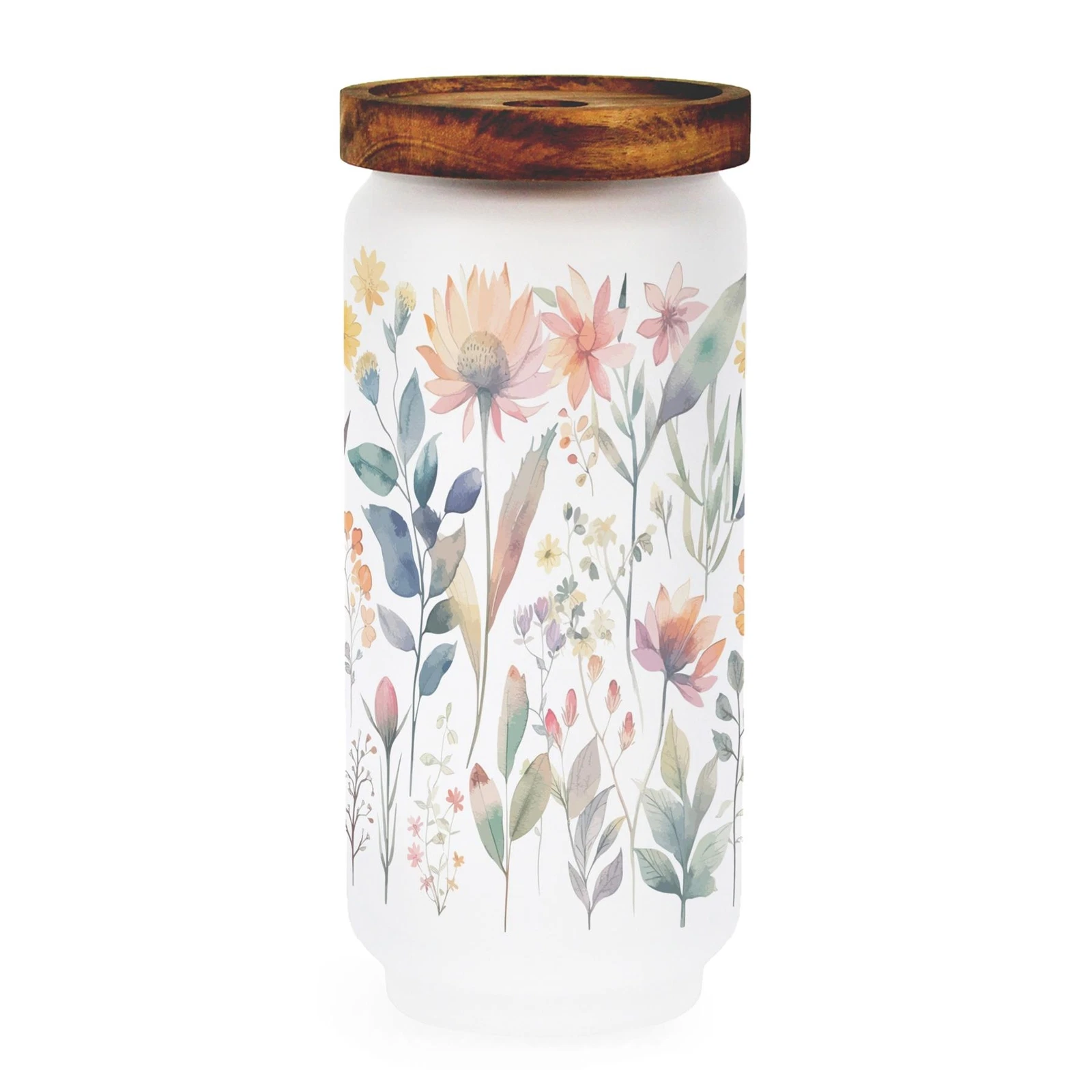 Pastel Flowers Glass Canister - Large Glass Home Storage Jar