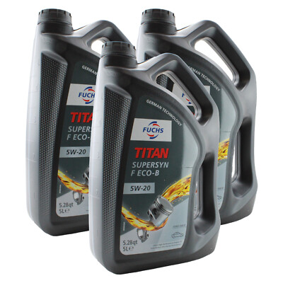 Fuchs 15 Liter TITAN SUPERSYN F ECO-B SAE 5W-20 Engine Oil 3 x 5L Acura Ford Ram