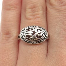 925 Sterling Silver Vintage Scroll Dotted Ring Size 6.75