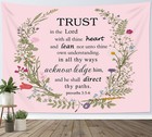 Green Leaf Pink Wildflower Bible Verse Tapestry for Bedroom Living Room Dorm