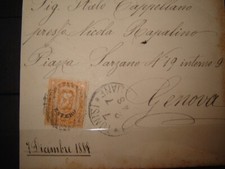  TUNISIE poste ITALIENNE de 1887 - lettre pour GENES - timbre  20c Umberto 1 
