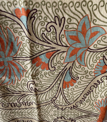 Home Couture Exotic Floral Custom Linen Fabric Piece ~ 104  x 16  ~