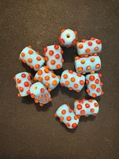 12 glass beads (B717)- Fancy Rare Dots Art Deco- 14mm