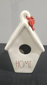 Rae Dunn HOME BIRD HOUSE Ceramic 9" Tall Christmas Pinecone White DECOR AS IS *
