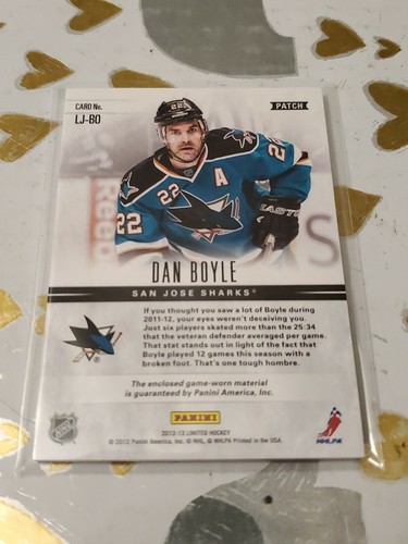 2012-13 Panini Limited Limited Patch Prime /10 Dan Boyle San Jose Sharks Hockey - Picture 2 of 2