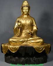 18.5''Old Tibet Bronze Gold GuanYin Kwan-yin Quanyin Bodhisattva Buddha Statue
