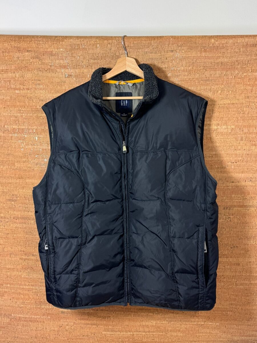 Vintage GAP XL Down Vest Mens Black Thick Puffer Y2K Zip Vintage GAP XL Down Vest Mens Black Thick Puffer Y2K Zip