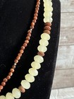 Carved Frog On Leaf Earth Tone Beaded Necklace 925 Sterling Silver Clasp — photo 6
