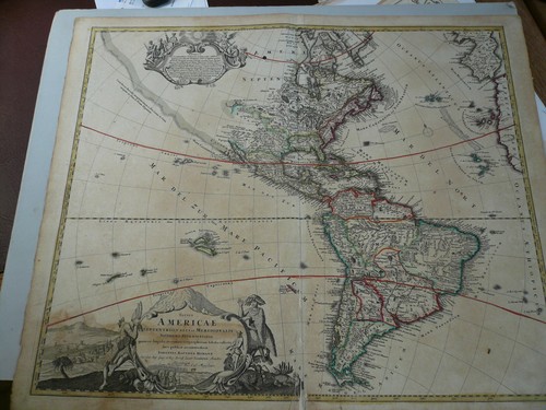 Americae,generalmap,Homann,anno 1720, old colours Coppermap, edited by Homann J.