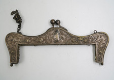 BEAUTIFUL ANTIQUE GERMAN SILVER RECTANGLE PURSE FRAME ART NOUVEAU DESIGN STAMPED