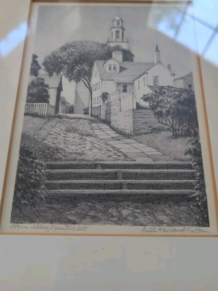 Litografia original RUTH HAVILAND SUTTON 'Stone Alley' NANTUCKET - Imagem 2 de 4