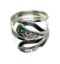 0.1 ct. Natural Colombian Emerald Ring - Size 7 - Sterling Silver  300 Value