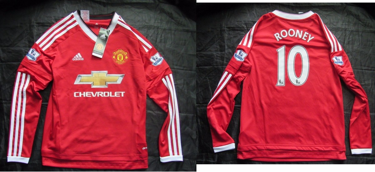 Wayne Rooney #10 MANCHESTER UNITED LONG SLEEVE shirt ADIDAS BOY M