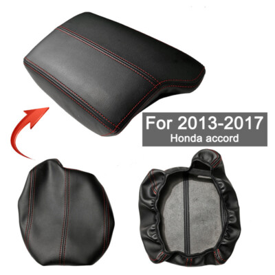 Leather Red Line Car Center Armrest Box Cover For Honda Accord 2013-2017 LHD