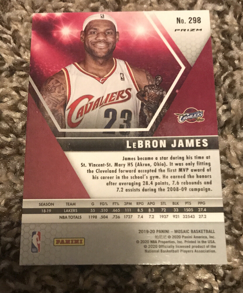 2019-20 Panini Mosaic - MVPs LeBron James #298 Reactive Orange