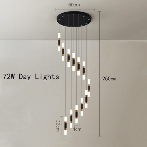 Stair Chandelier Lighting Home LED Lamp Hotel Pendant Light Black Ceiling Lights - Picture 21 of 23