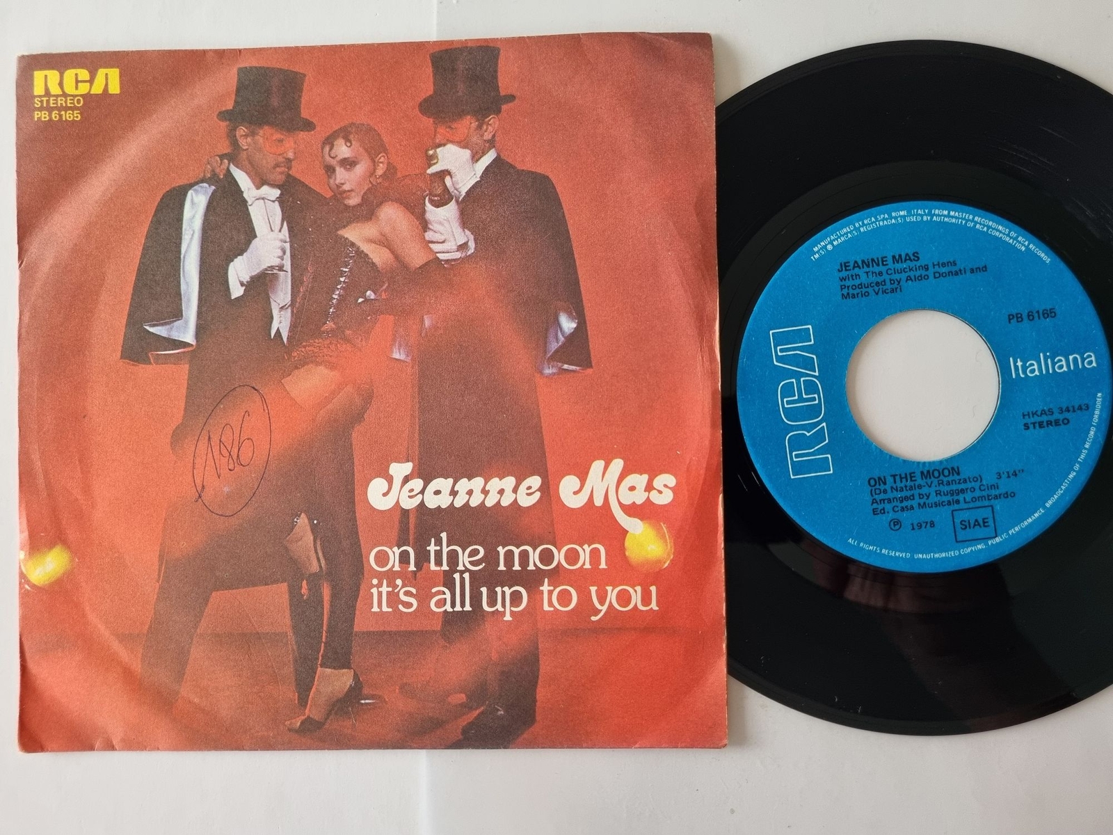 Jeanne Mas - On The Moon / It's All Up To You 7'' Vinyl Italy SUNG IN ENGLISH