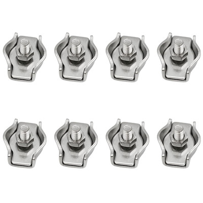 8Pcs M4 Single Bolt Cable Clamp Wire Rope Clips Stainless Steel Simplex Clamps f