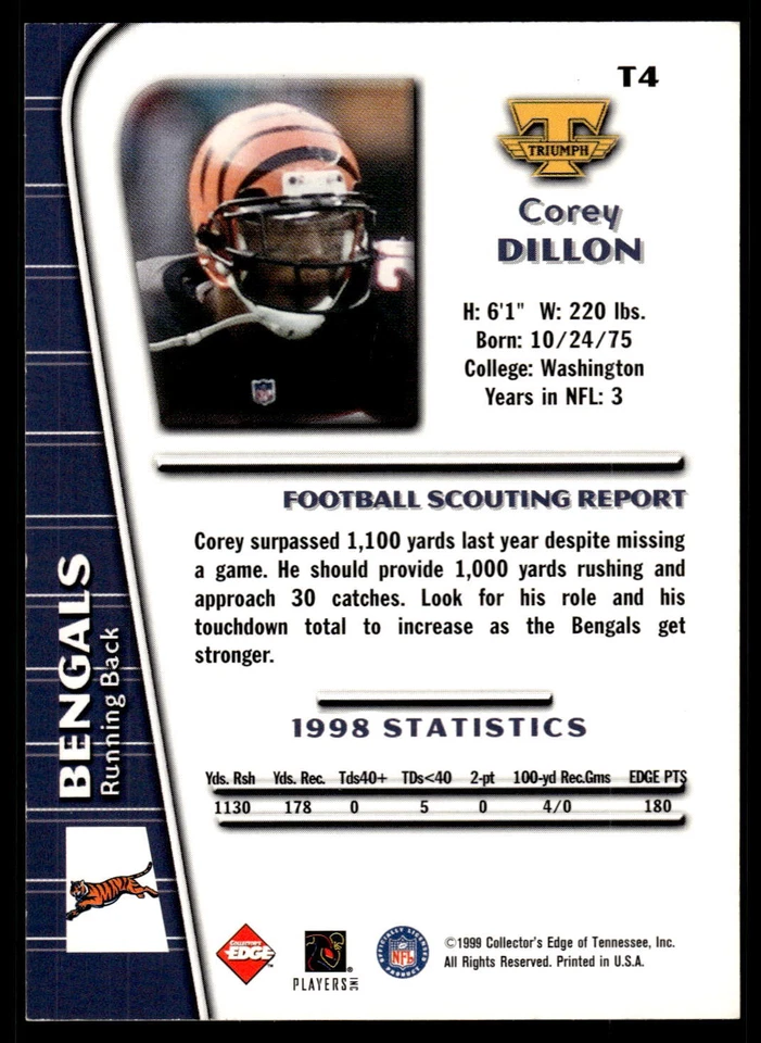 1999 Collector's Edge Triumph Football Pick Your Card - Image 2 of 2