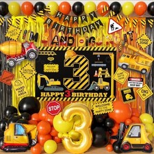 Construction Boys 3 Year Old Boy Birthday Decorations 3rd And Digging It Trac...