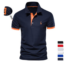 RESILIENCE Cotton Polo Shirts for Men Slim Fit Casual Summer Embroidered