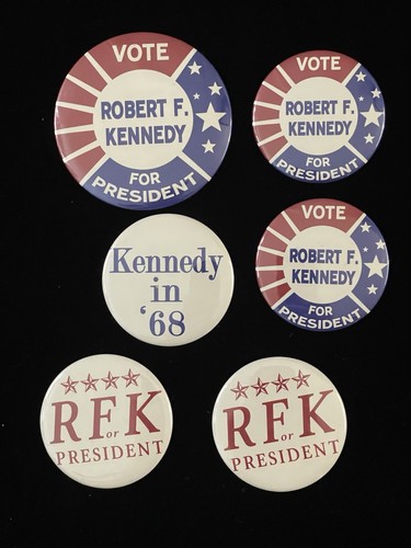 Robert F Kennedy Bobby RFK For 68 President Campaign Pinback Button Lot (Repros)