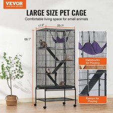 69" Rolling Metal Ferret Cage, Large 4-Tier Critter Nation Cage, Small Animal Ca